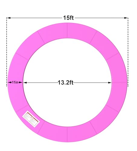 LANGXUN Universal Trampoline Repalcement Safety Pad, 8ft 10ft 12ft 14ft 15ft 16ft Waterproof Surround Spring Foam Cover for Round Frame - color: Pink, size: 15ft