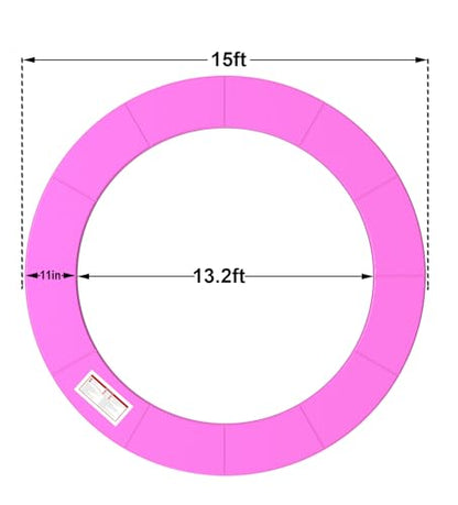 LANGXUN Universal Trampoline Repalcement Safety Pad, 8ft 10ft 12ft 14ft 15ft 16ft Waterproof Surround Spring Foam Cover for Round Frame - color: Pink, size: 15ft