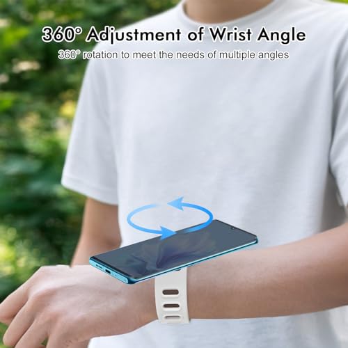 360° Rotatable Magnetic Wristband Cell Phone Holder – Upgrade Anti-Drop Forearm Running Armband for Men & Women, Compatible with magsafe iPhone 16 15 14 13 12 Pro Max Plus Mini (White-L) - color: White-Big