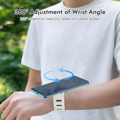 360° Rotatable Magnetic Wristband Cell Phone Holder – Upgrade Anti-Drop Forearm Running Armband for Men & Women, Compatible with magsafe iPhone 16 15 14 13 12 Pro Max Plus Mini (White-L) - color: White-Big