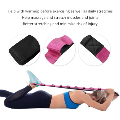 Nylon Webbing Neoprene Stretch Band Non-elastic Pull Strap Longened Yoga Training Belt Auxiliary Rope for Split Leg Dance and Body Stretching - color: Purple
