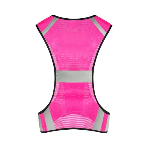 MioCloth High Visibility Reflective Running Vest with Pocket, Breathable Mesh Safety Vest, Unisex Cycling Jogging Night Gear - color: Pink