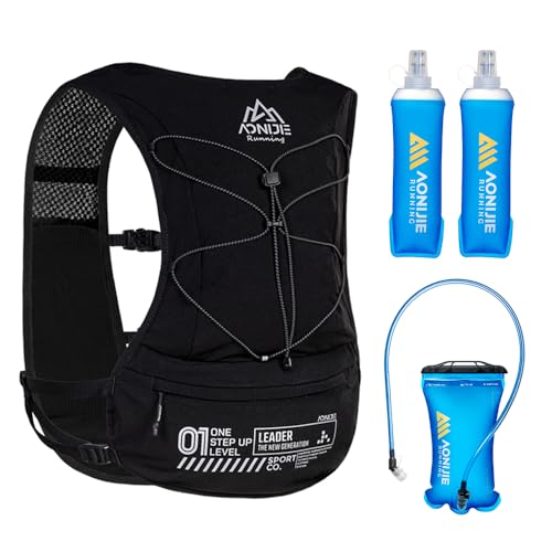 ICE FLAME Hydration Backpack Vest, 5L Multifunctional Outdoor Running Backpack fit 6.8 Inches Phone for Marathon Training, Hiking, Trail and Walking - style: Black 1.5L bladder & 2*500ml flask