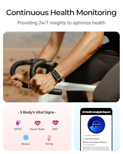 Fitness Tracker – 24/7 Activity & Sleep Tracker with Heart Rate/SpO2/Stress, 37 Sports Modes, Free APP, Smart Watches for Men Women, 2 Bands & Armband (Coal Black)