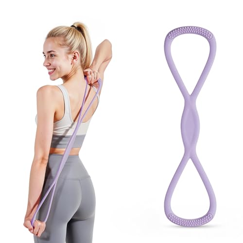 Figure 8 Resistance Band with Handles, for Home Gym,Yoga & Physical Therapy - color: 15 LBS Purple