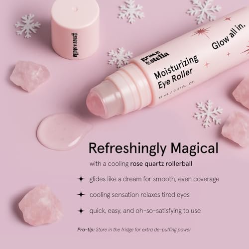 grace & stella Under Eye Brightener with Rose Quartz Rollerball - color: Moisturizing Eye Serum with Rose Quartz Ball