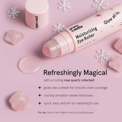grace & stella Under Eye Brightener with Rose Quartz Rollerball - color: Moisturizing Eye Serum with Rose Quartz Ball