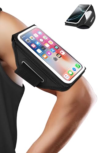 Running Phone Armband with Earphone Holder 3D Design for 7.0" Phones - color: Pure Black (Up to 7.0'')