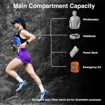 ROOT5 Running Hydration Vest 5L with 2 x 500ml Soft Flasks, Lightweight Running Vest with Water Bottles for Men and Women, Trail Running Pack - color: Black+purple, size: Small