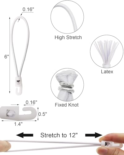 ABINLIN Small Bungee Cords with Hooks Heavy Duty 6 Inch 50 Pcs White - size: White 6 Inch 50Pcs, style: Bungee Hooks