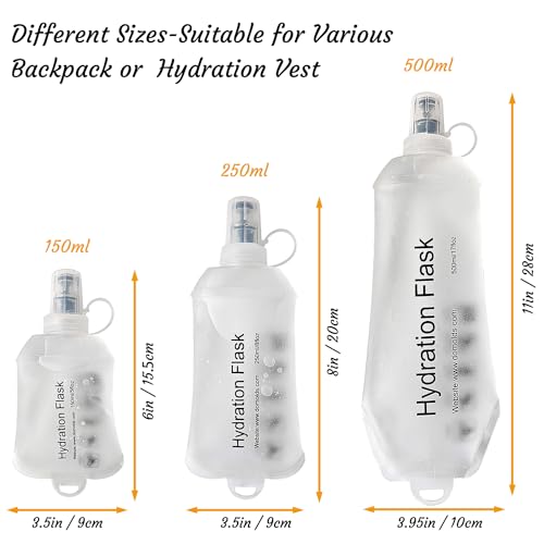 J.CARP 250ml Soft Flask Running Water Bottles, TPU Foldable Running Hydration Flask for Hydration Pack Cycling Hiking Climbing Outdoors Motorbike White - color: White, 250ml