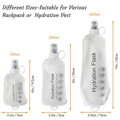 J.CARP 250ml Soft Flask Running Water Bottles, TPU Foldable Running Hydration Flask for Hydration Pack Cycling Hiking Climbing Outdoors Motorbike White - color: White, 250ml
