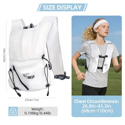 Hydration Backpack for Women Men, Lightweight Running Vest with 1.5L Water Bladder, Breathable Water Backpack for Hiking Running Cycling Climbing-White/Black - style: White