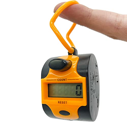 Tally Counter Digital LCD Electronic Handheld 5-Digit Number Count Clicker - color: Orange