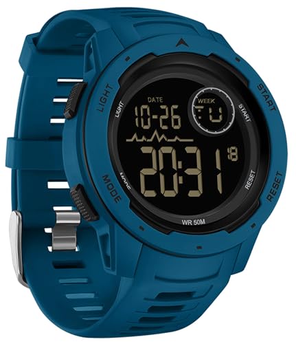 findtime Men's Digital Watch Waterproof Sports Watches Tactical Military Stopwatch Alarm 12/24H Outdoor Mens Wristwatch for Running Swimming Relojes para Hombres - color: blue