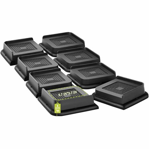 Bed Risers 1 inch, 2 inch, 3 inch, 4 inch, 6 inch, 8 inch Heavy Duty, Oversized Furniture Riser for Couch Sofa Table Chair Leg Frame Dorm, Support up to 6000 Lbs (Black 8 Pack, 1 inch) - color: Black 8 Pack, size: 1 Inch