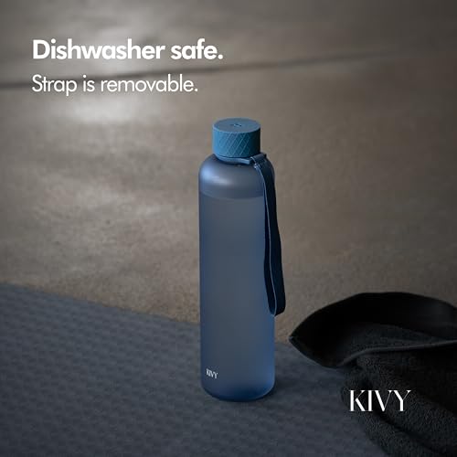 KIVY Slim Water Bottle 32oz Tritan - Lightweight & Shatterproof - BPA-Free - color: 05 Navy Blue, size: 32 Ounces