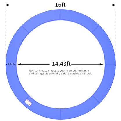 ACWARM HOME 16FT/15FT/14FT/12FT/10FT Trampoline Safety Pad Replacement, Round Trampoline Spring Protection Cover, Fits 16FT/15FT/14FT/12FT/10FT Frames, Water-Resistant Trampoline Accessories - color: Blue, size: 16FT