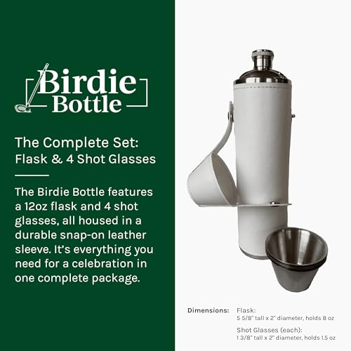 White 12 oz Flask with 4 Shot Glasses – Stainless Steel with Waterproof Leather Case, Leakproof, Great Gift Idea, Reusable, Travel-Size - color: White, size: 12oz Standard