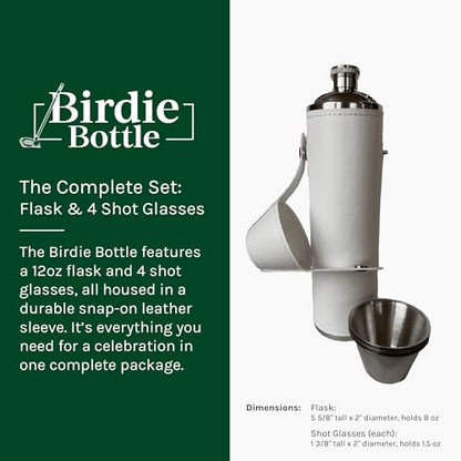 White 12 oz Flask with 4 Shot Glasses – Stainless Steel with Waterproof Leather Case, Leakproof, Great Gift Idea, Reusable, Travel-Size - color: White, size: 12oz Standard