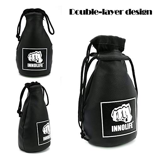 INNOLIFE Boxing Slip Bag, Boxing Dodge Hide Speed Bag Maize Ball Leather Ball for Reflex Training, Boxing, Kickboxing, MMA Pendulum Training - style: Black (Without Filler)