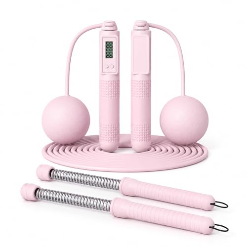 Ropeless Battle Rope for Women, Weighted Cordless, Pink, Portable Training Tool, Cordless Jump Rope with Large Cordless Ball-Weighted Jump Rope for Women