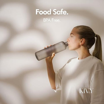 KIVY Slim Water Bottle 32oz Tritan - Lightweight & Shatterproof - BPA-Free - color: 04 Cream Clear, size: 32 Ounces