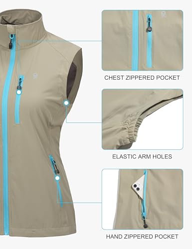 Little Donkey Andy Women's Lightweight Quick Dry Vest Windproof Summer Vest - color: Light Khaki, size: Medium