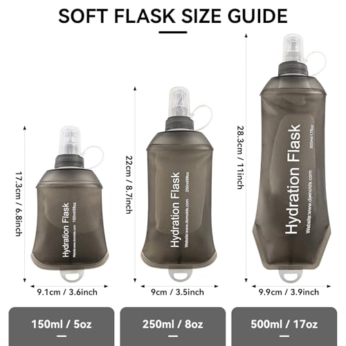 150ml Soft Flask Soft Water Bottle for Running, Hiking, Cycling and Climbing - Grey - color: 150ml, grey