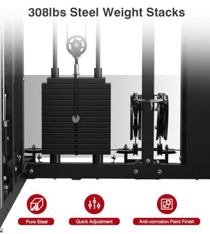 DONOW Smith Machine with Weight Stacks Home Gym System Cable Crossover - color: Premium Steel Weight