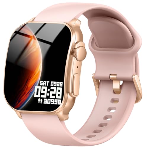 Smart Watch for Women, 2.01" AMOLED Curved Display Fitness Tracker with Answer/Make Calls, 100+ Sport Modes, 24/7 Heart Rate/Sleep Monitor/Pedometer, IP68 Waterproof SmartWatch, for Android iOS Pink