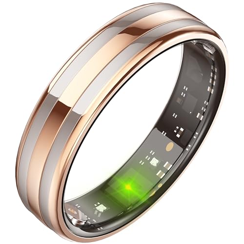 Smart Ring Ultra Narrow Heart Rate Monitor Slim Comfortable Sleep Ring Health Fitness Tracker Pedometer Step Counter Calorie Waterproof Ladies Smart Rings for Women Men Anillo Inteligente - color: Rose Gold, size: #6