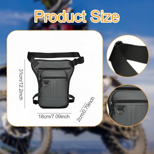 Milageto Drop Leg Bag Outdoor Thigh Bag Waist Pack Multipurpose Uses Multi Pockets Design Zip Closure Detachable Leg Straps Fashion and Stylish, Style B Gray - color: Style B Gray