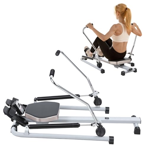 Foldable Hydraulic Rowing Machine, Adjustable Resistance Rower with LCD Display, Compact Home Gym Cardio Equipment
