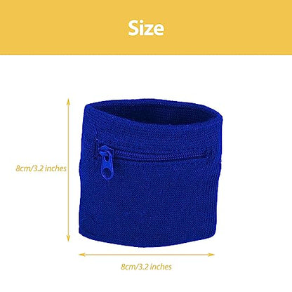 5 Pack Wrist Wallet Pouch with Zipper - Mini Sweatband Wristband Wallet for Women Men - Running Jogging Hiking Key Card Storage Bags