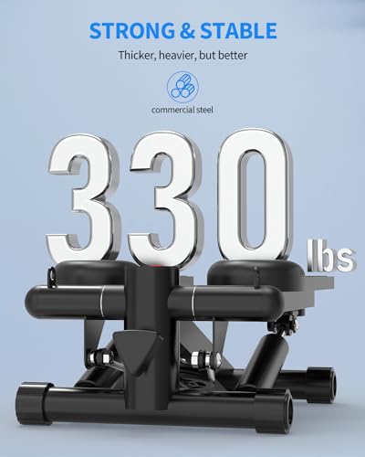 Stair Stepper for Exercise, Mini Steppers with Resistance Band, Hydraulic Fitness Stepper Exercise Home Workout Equipment for Full Body Workout, 330lbs Weight Capacity