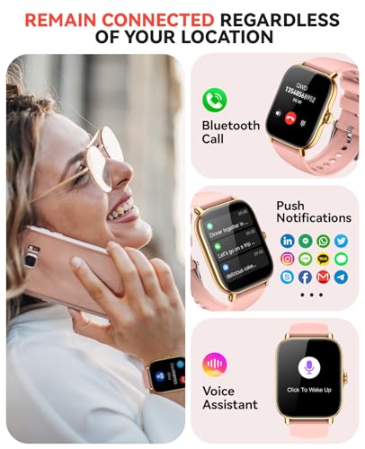 Smart Watch for Women Men- Answer/Make Call, 2025 IP68 Waterproof Fitness Step Sleep Tracker Watch with Monitor Activity Counter Smartwatch for Andriod iPhone iOS Samsung Compatible - color: Pink
