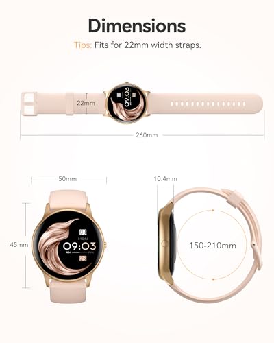AGPTEK Smart Watch for Women, 5ATM Waterproof Fitness Watch(Rose Gold)