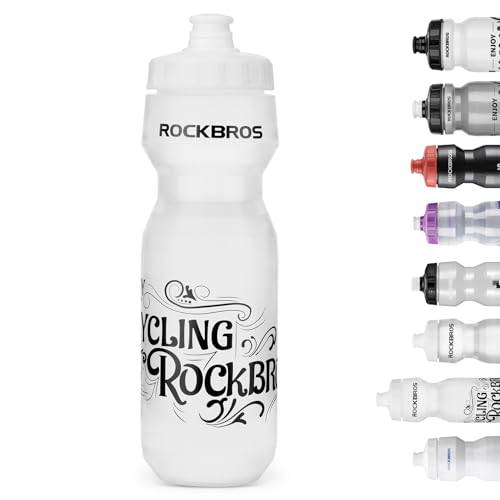 ROCKBROS Bike Water Bottle 20oz-25oz Squeeze Cycling Water Bottle BPA Free - color: 25oz White, style: 1 Pack