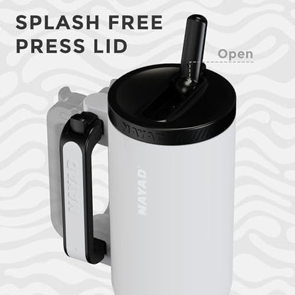 23oz Insulated Tumbler with Foldable Handle & 10oz Snack/Pill Container - color: white