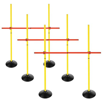 Adjustable Height Agility Speed Hurdles with Rubber Base, Training Equipment Set for Soccer, Track and Field, Detachable Agility Poles - size: 4.9 FT, style: Pack of 3