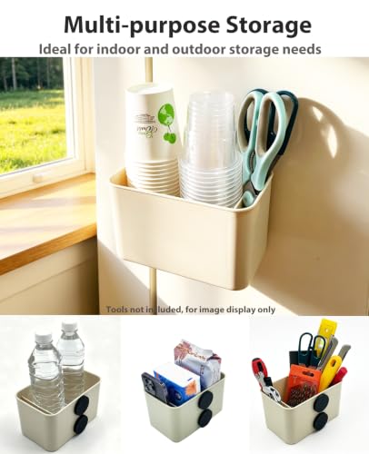 Magnetic Storage Box, Strong Magnet Cup Holder for Metal Surfaces - color: Beige