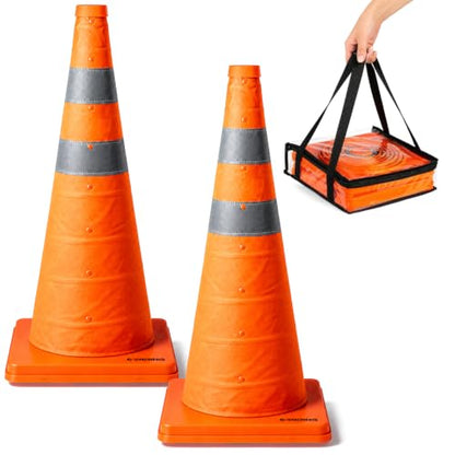 E-riding 28 Inch 2 Pack Collapsible Traffic Cones - size: 28 Inch
