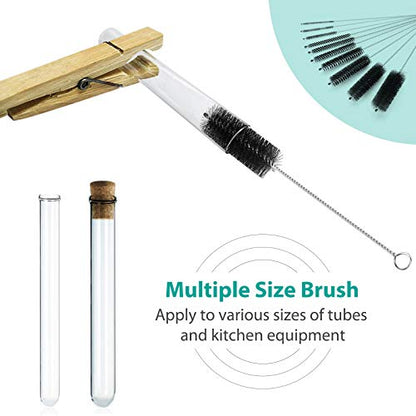 CiaraQ Bottle Cleaning Brushes, 8 Inch Nylon Tube Brush Set - color: Black, size: 8.0 Inch (10pcs)