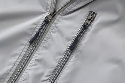 Men's Lightweight Waterproof Jacket Packable Windbreaker - color: Light Grey, size: 3X-Large