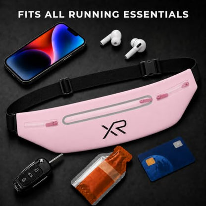 Running Belt Waist Pack for Men & Women, Slim Running Fanny Pack- Adjustable Fitness Waist Pouch, Bounce Free Jogging Belt, Waterproof Zipper, Reflective Running Gear (Pink) - color: Pink