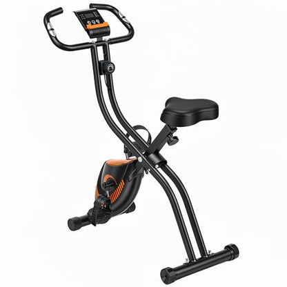 Exercise Bike, 3 IN 1 Stationary Bike, Folding Exercise Bike with 16-Level Resistance, Comfortable Seat Cushion, LCD Monitor, 265 lbs Weight Capacity for Home Gym Workout