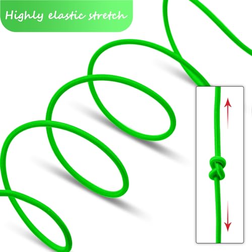 1/8" Bungee Shock Cords with Hooks,65 Feet Elastic Nylon Cords Kayak Stretch String Rope for Bikes,Tie Downs,Boating,Camping,Sunshades,Fitness and Outdoor Enthusiasts (1/8 inch x 32 Ft, Neon Green) - size: 1/8 inch x 32 Ft, Neon Green