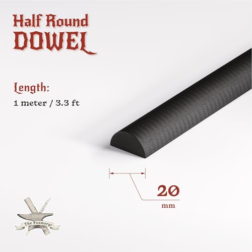 The Foamory Black EVA Foam Dowel - Half Round 20mm x 1M Length Craft Stick - color: 1 Pack: 1M Length - 20mm Thickness, size: Black - Half Round Dowel