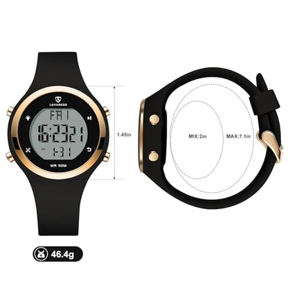 BEN NEVIS Watches for Women, Digital Sport Waterproof Chronograph Stopwatch - color: 02-AllBlack